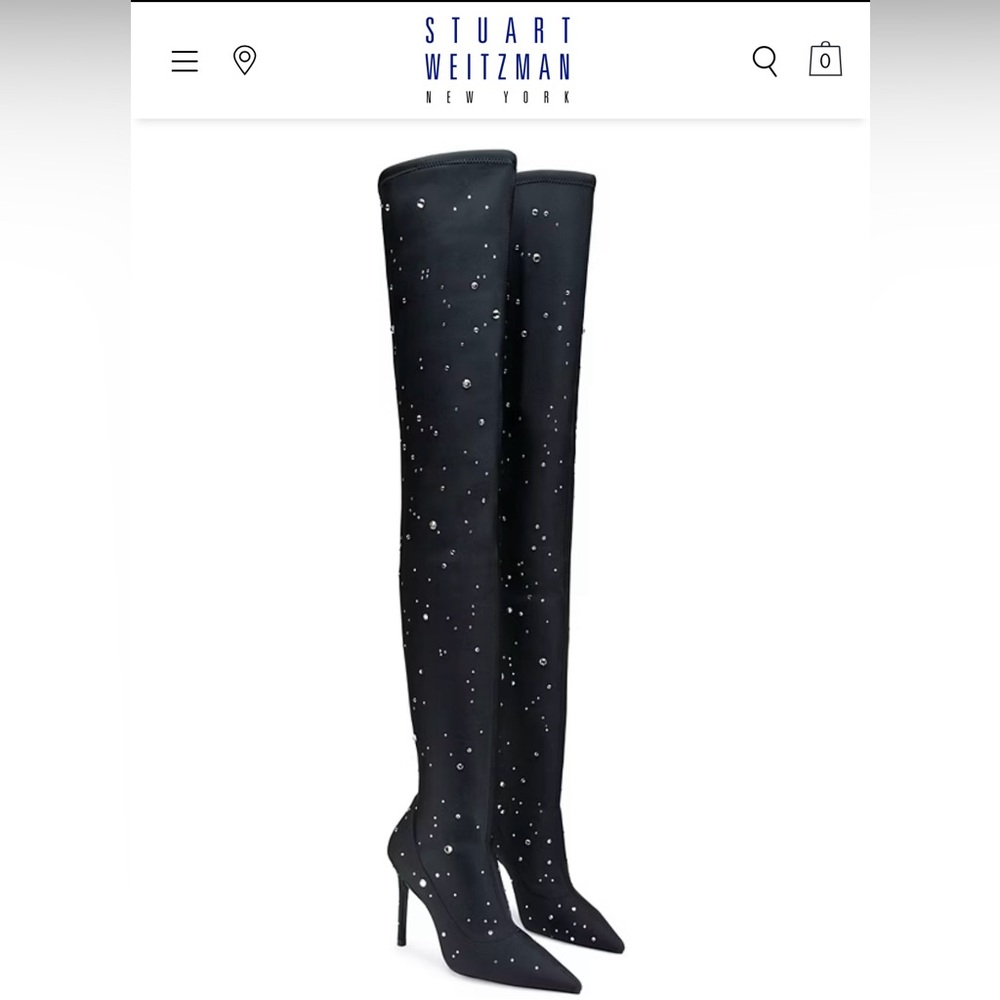 Stuart Weitzman Crystal Black Over-the-Knee Boots, NEW